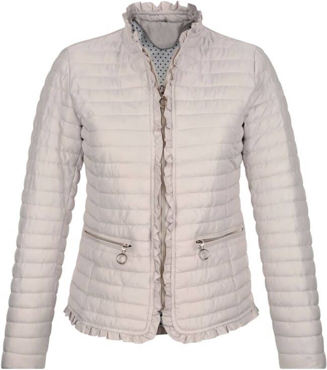 alba moda Gewatteerde jas met ruches langs de randen Steen