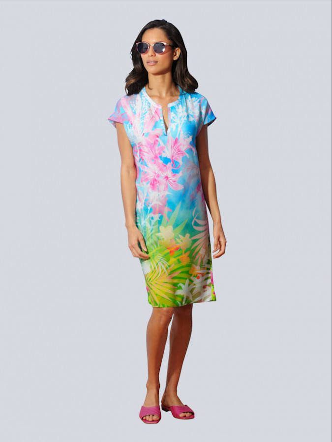 alba moda Jurk in een zomerse kleurenmix Turquoise