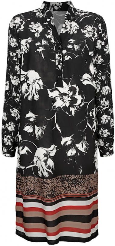 alba moda Jurk met bloemenprint Zwart/Cognac/Oranje
