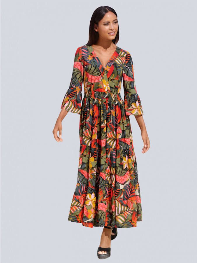 alba moda Jurk met pas voor Rood/Olijf/Mosterdgeel