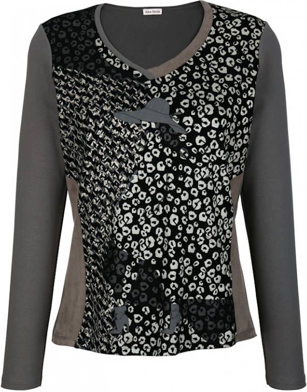 alba moda Shirt met animalprint in nieuwe stijl Grijs/Offwhite