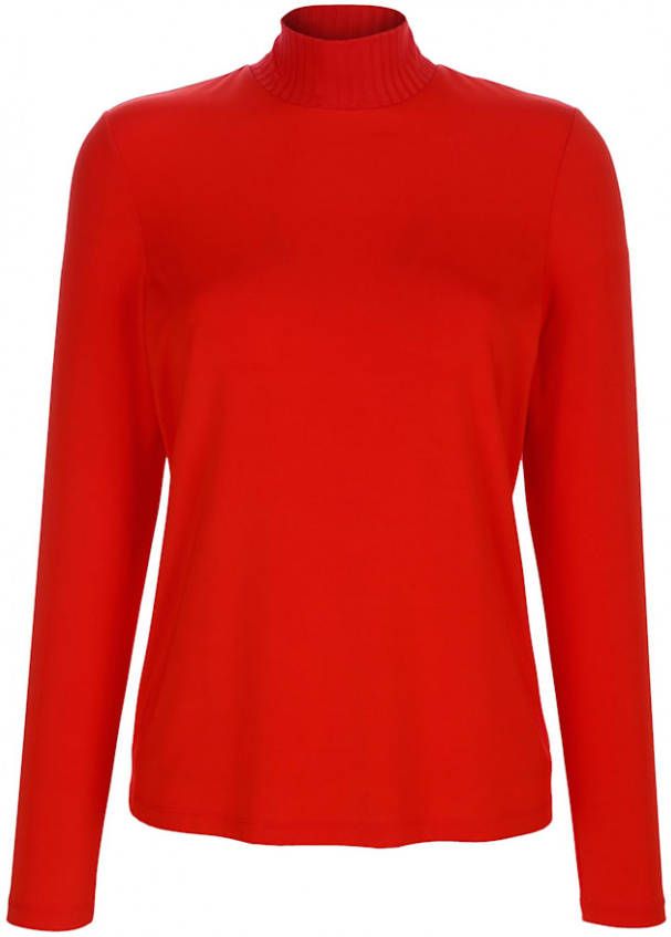 alba moda Shirt met geribde halsboord Oranje