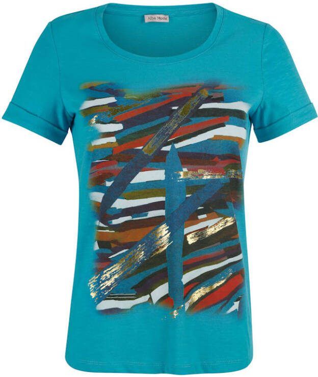 alba moda Shirt met grafische print en goudkleurige details voor Turquoise