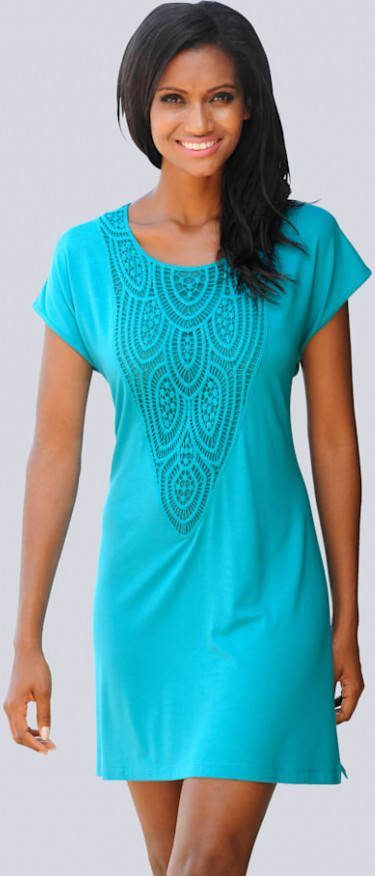 alba moda Shirt met kanten inzet Turquoise