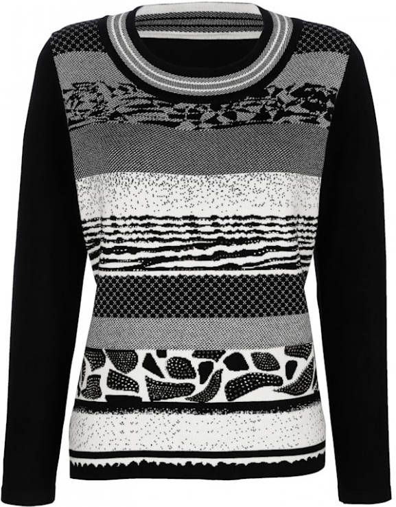 alba moda Trui met animalprint Zwart/Grijs