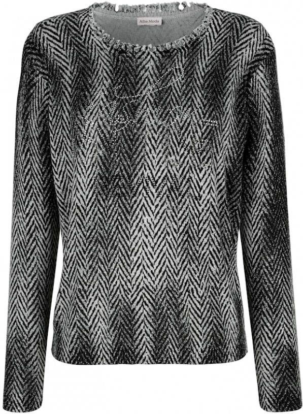 alba moda Trui met exclusief dessin Grijs/Zwart