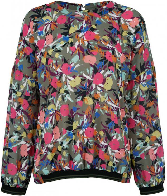 AMY VERMONT Blouse met bloemendessin rondom Grijs/Pink/Geel