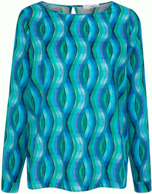 MONA Blouse van zuiver katoen Blauw/Turquoise