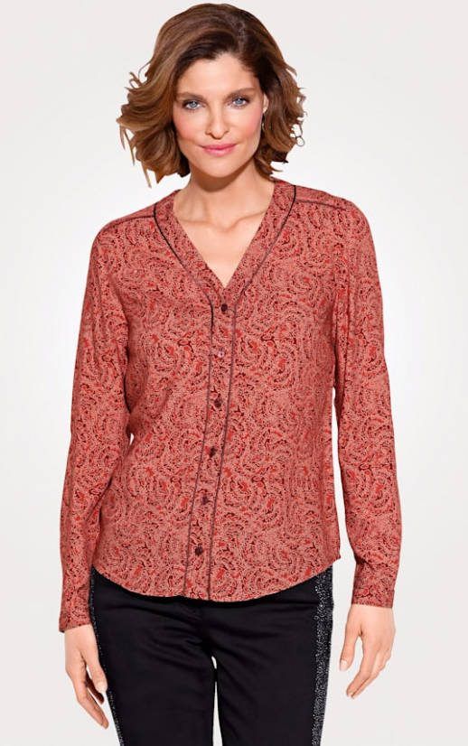 MONA Blouse van zuivere viscose Rood/Oranje