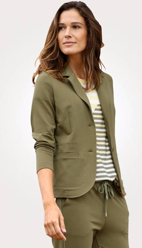 MONA Jersey blazer met zilverkleurige sierketting Olijf