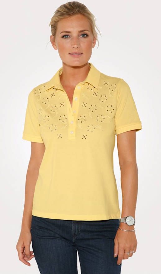 MONA Poloshirt van zuiver katoen Geel