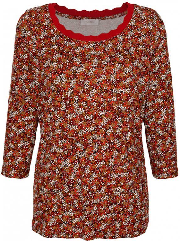 MONA Shirt met bloemenprint Rood/Bruin/Oranje