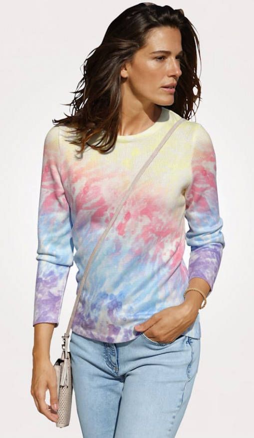 MONA Trui met animaldessin Geel/Roze/Turquoise