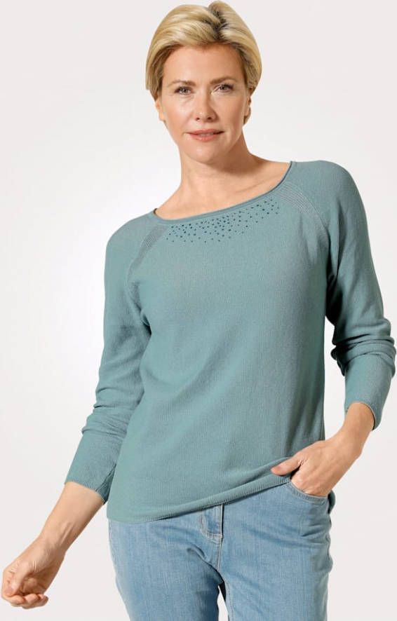 MONA Trui met decoratief rolrandje Mint