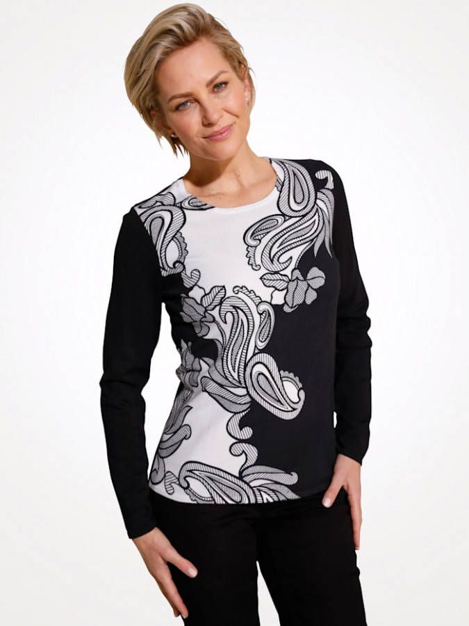 MONA Trui met paisleydessin Zwart/Wit