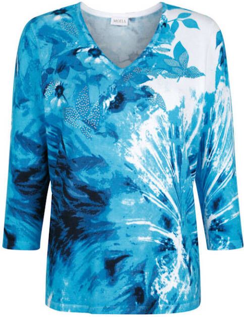 MONA Trui met strassteentjes Wit/Turquoise