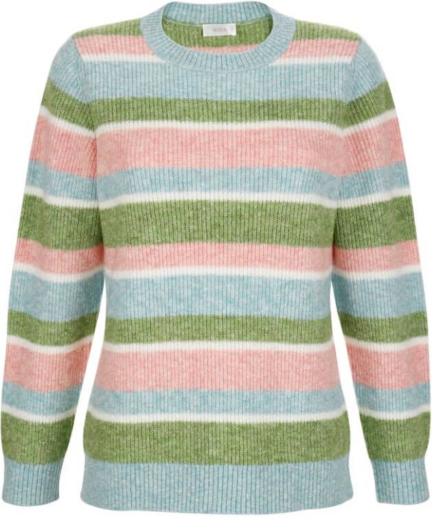 MONA Trui met zacht effectgaren Mintgroen/Apricot/Lila