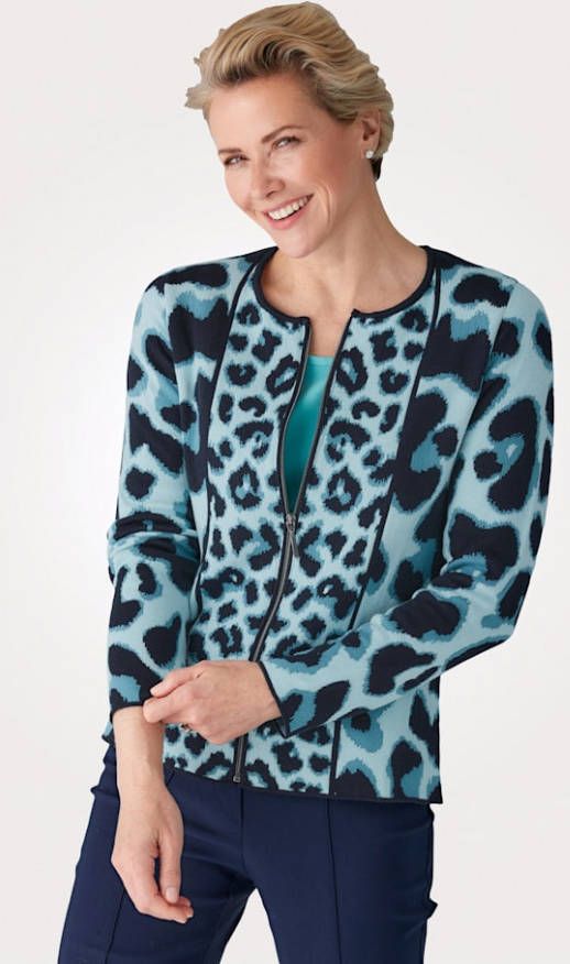 MONA Vest met animaldessin Marine/Turquoise/Mint