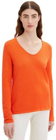 Tom Tailor Trui met V hals met boord aan mouwboorden en zoom