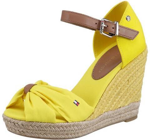 Tommy Hilfiger Highheel sandaaltjes BASIC OPENED TOE HIGH WEDGE met stijlvol vlagdetail