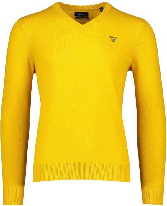 Gant pullover v hals lamswol geel