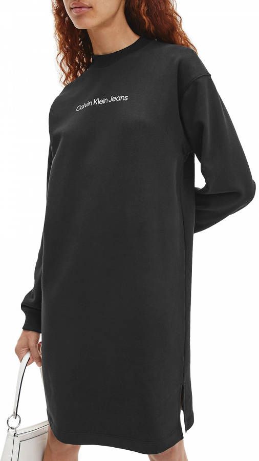 Calvin Klein Sweatjurk SHRUNKEN INSTITUTIONAL DRESS met jeans logo opschrift