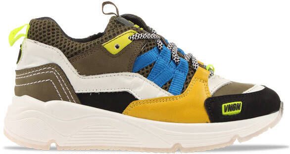 Vingino Danilo nubuck sneakers groen/geel/blauw