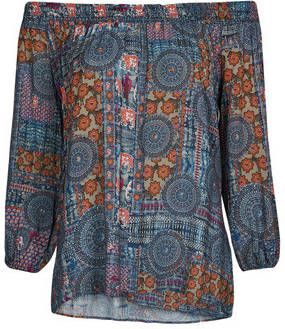 Desigual top met all over print blauw/oranje/rood
