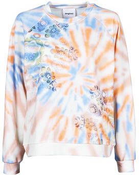 Desigual tie-dye sweater wit/oranje/blauw