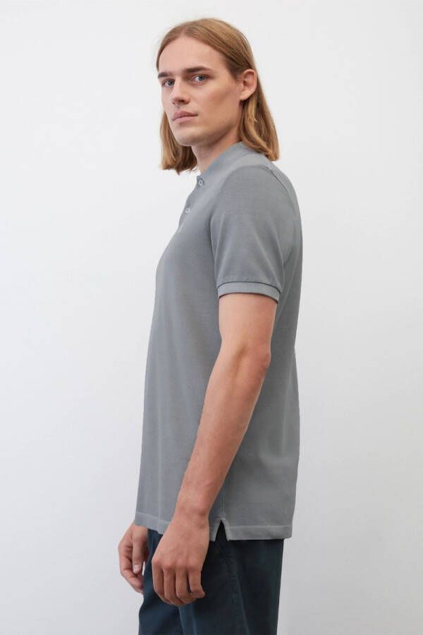 Marc O'Polo shirt met korte mouwen in piqué stof , Grijs, Heren