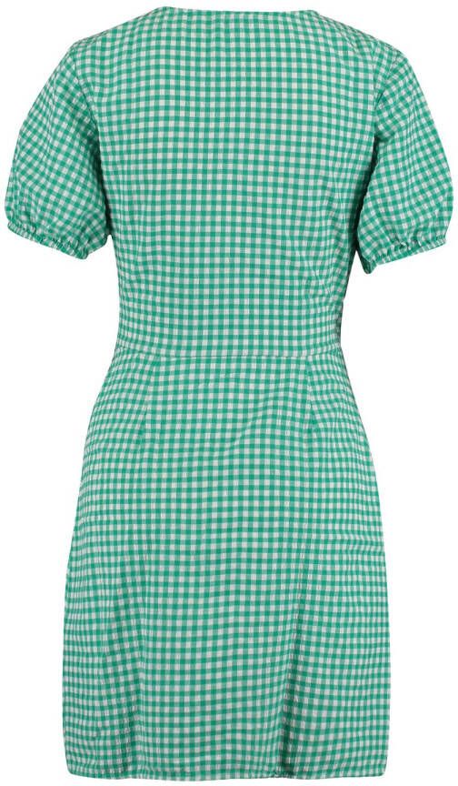 America Today geruite wikkeljurk groen/wit