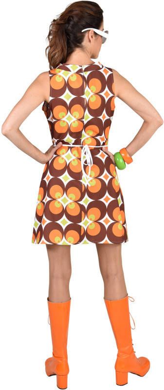 Confetti 70's jurk circle brown | retro thema jurkje