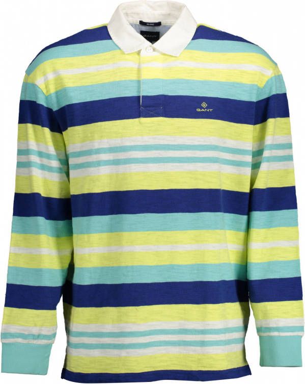 Gant Rugbyshirt 100% katoen geweven kraag turquoise