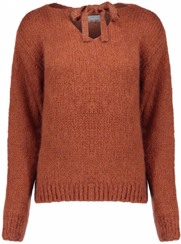 Geisha gebreide trui met wol roodbruin