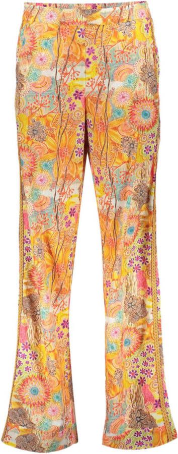 Geisha broek Pants multicolor flowers 31102 81/250 , Oranje, Dames