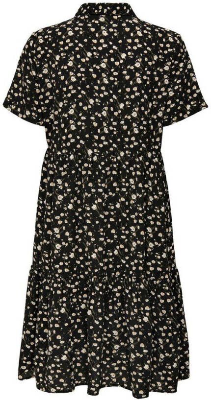 JDY gebloemde blousejurk PIPER zwart/groen/lichtgeel