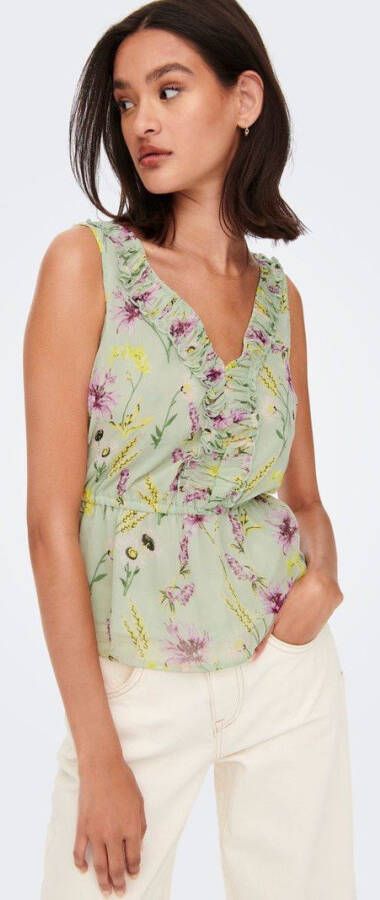 Jacqueline de Yong Mouwloze top ruches v hals