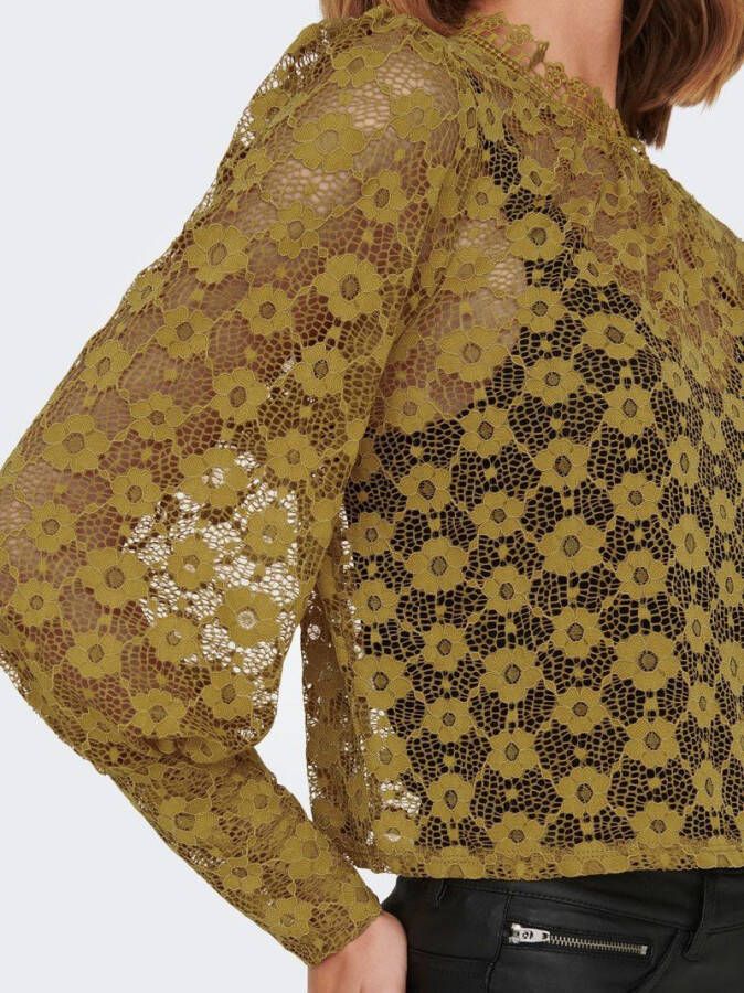 Jacqueline de Yong Top met lange mouwen hoge hals kanten