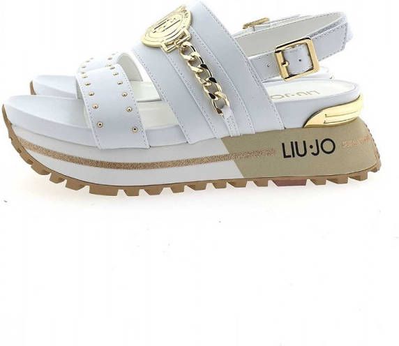 Liu Jo Platform Sandals With Jewel Chain , Wit, Dames