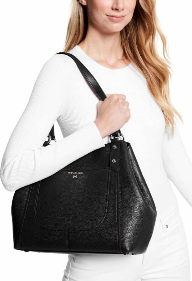 Michael Kors Molly large pebble shoulder tote bag leather black