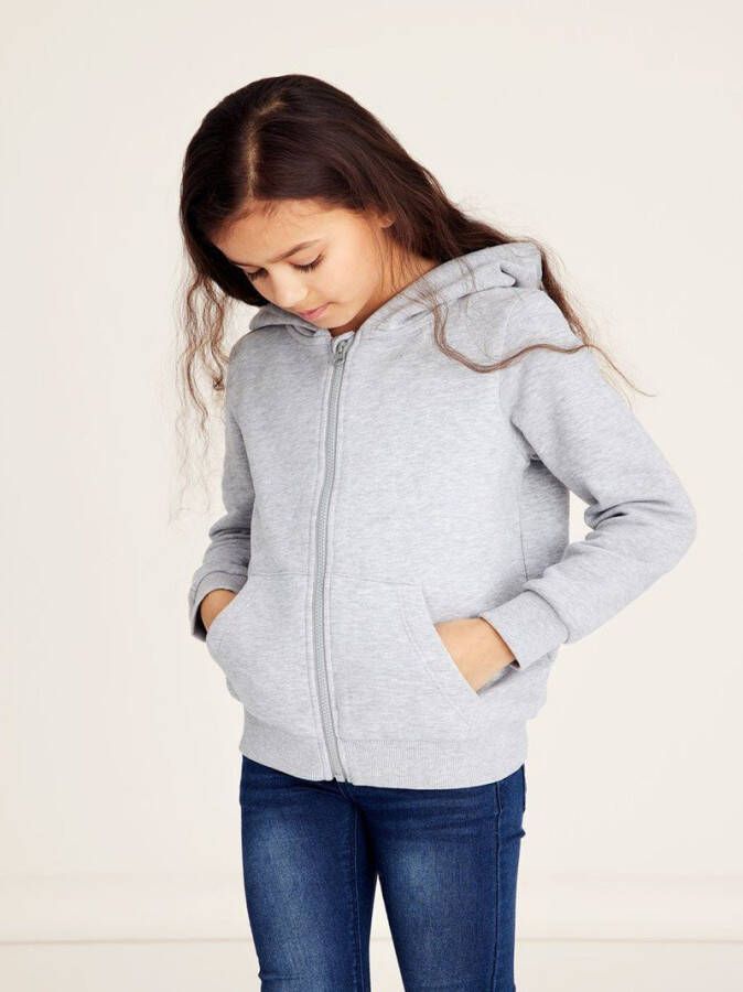 NAME IT KIDS gemêleerd vest NKFLENA met biologisch katoen grijs melange