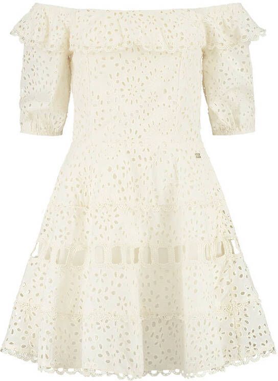 NIKKIE Rylee off shoulder mini jurk van broderie met volant