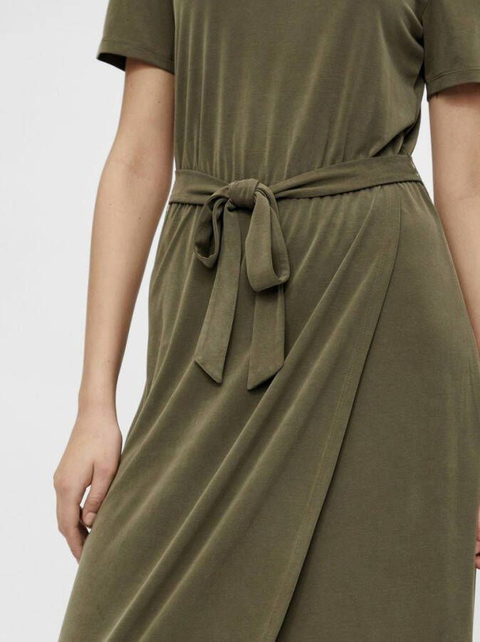 Object Donkergroene Midi Jurk Objannie Nadia S/s Dress Noos