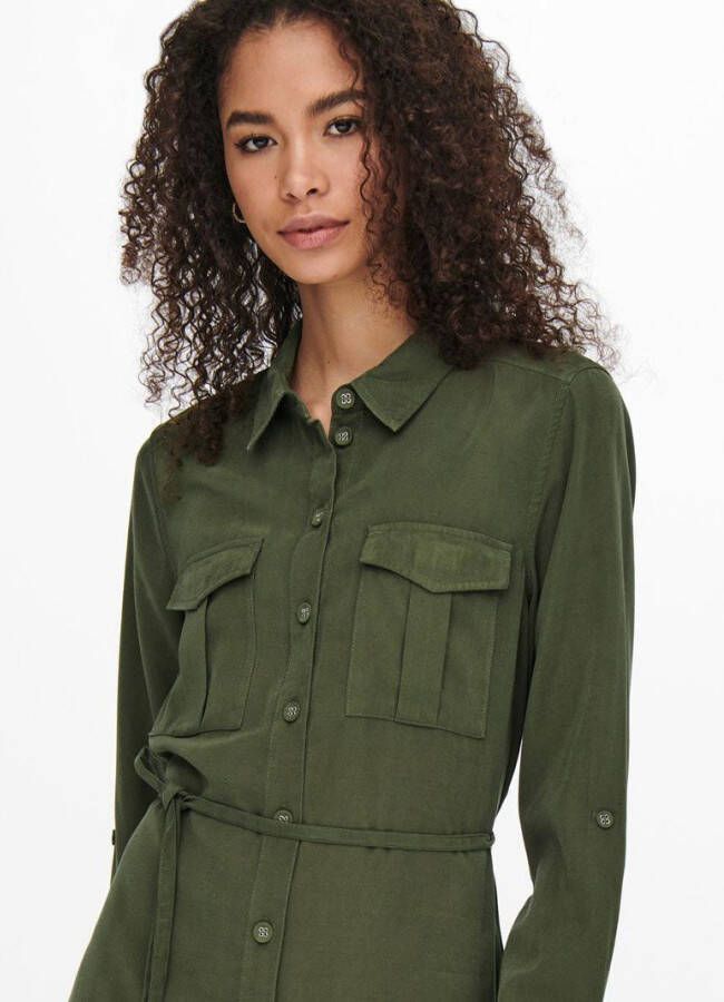 ONLY blousejurk ONLNEW met ceintuur donkergroen