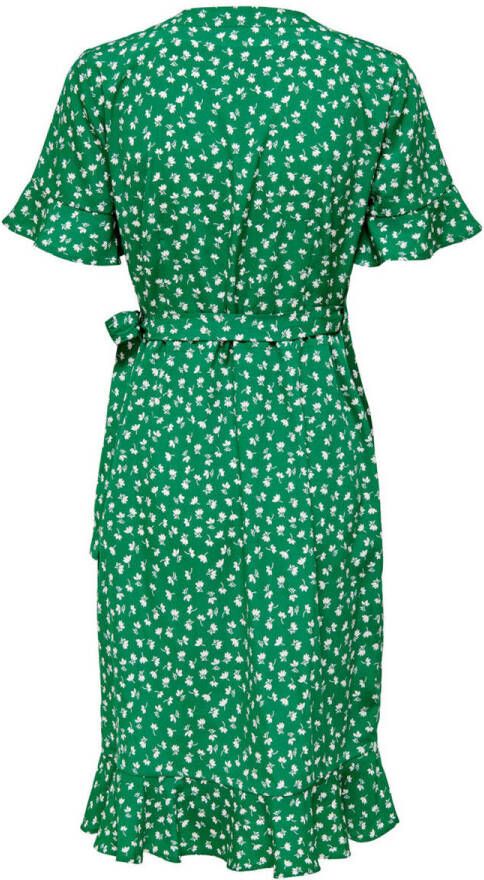 ONLY wikkeljurk ONLOLIVIA met all over print en volant groen/zwart