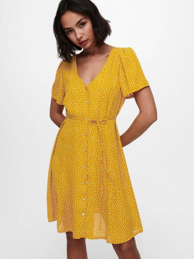 ONLY A-lijn jurk ONLSONJA van gerecycled polyester geel