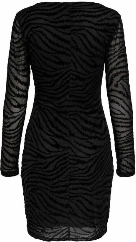 ONLY semi transparante jurk ONLLINNA met zebraprint zwart