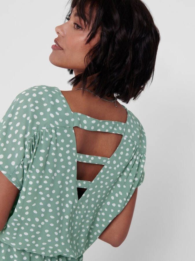 ONLY jurk ONLMARIANA van gerecycled polyester lichtgroen/wit