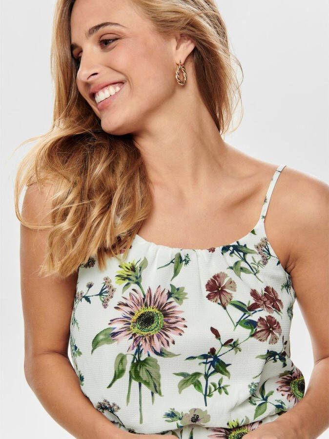 ONLY gebloemde maxi jurk ONLWINNER ecru/roze/groen/bruin/blauw