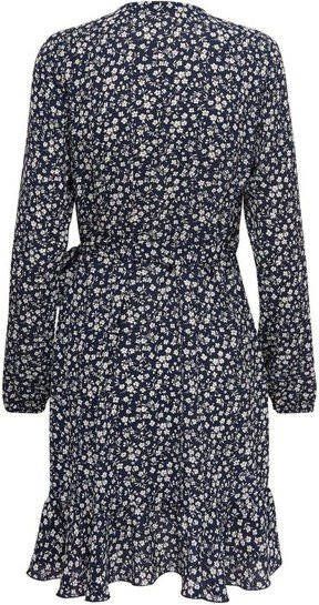 ONLY gebloemde wikkeljurk ONLCARLY donkerblauw/gebroken wit